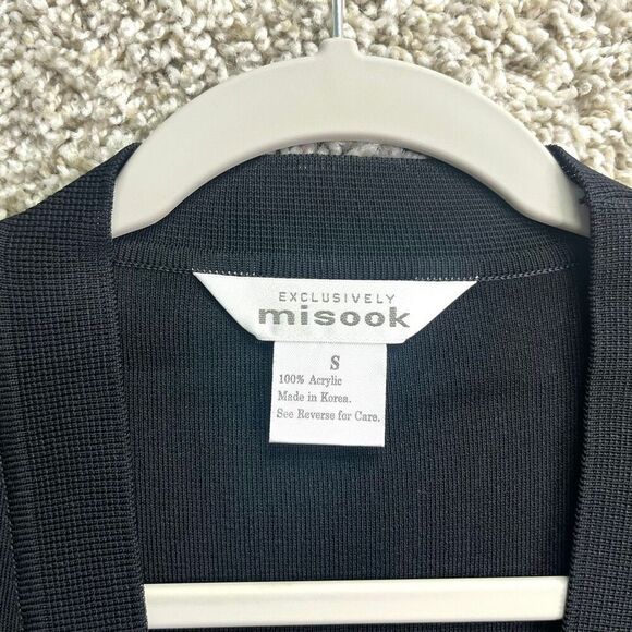 Misook Cardigan Sweater Women’s Small Black Open Front Pocket NWT - Picture 3 of 7